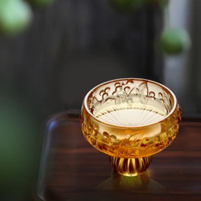 Always the Right Time Loquat Crystal Glass Sculptures, Set of 2