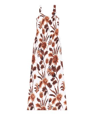 Tropical Floral Linen Blend Dress