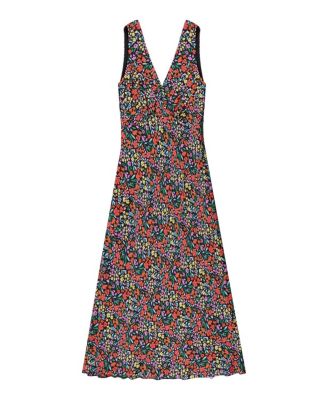 Sleeveless Ditsy V-Neck Midi Dress