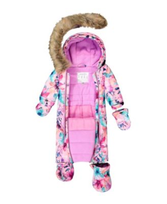 Girls' One-Piece Play Snowsuit Designed for Car Seat Flower - Baby, Little Kid