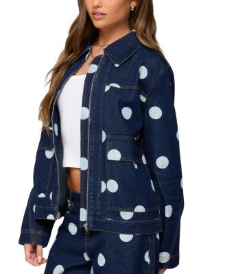 Leyah Polka Dot Oversized Denim Jacket