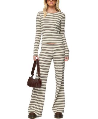 Avalie Striped Ribbed Long Sleeve T Shirt