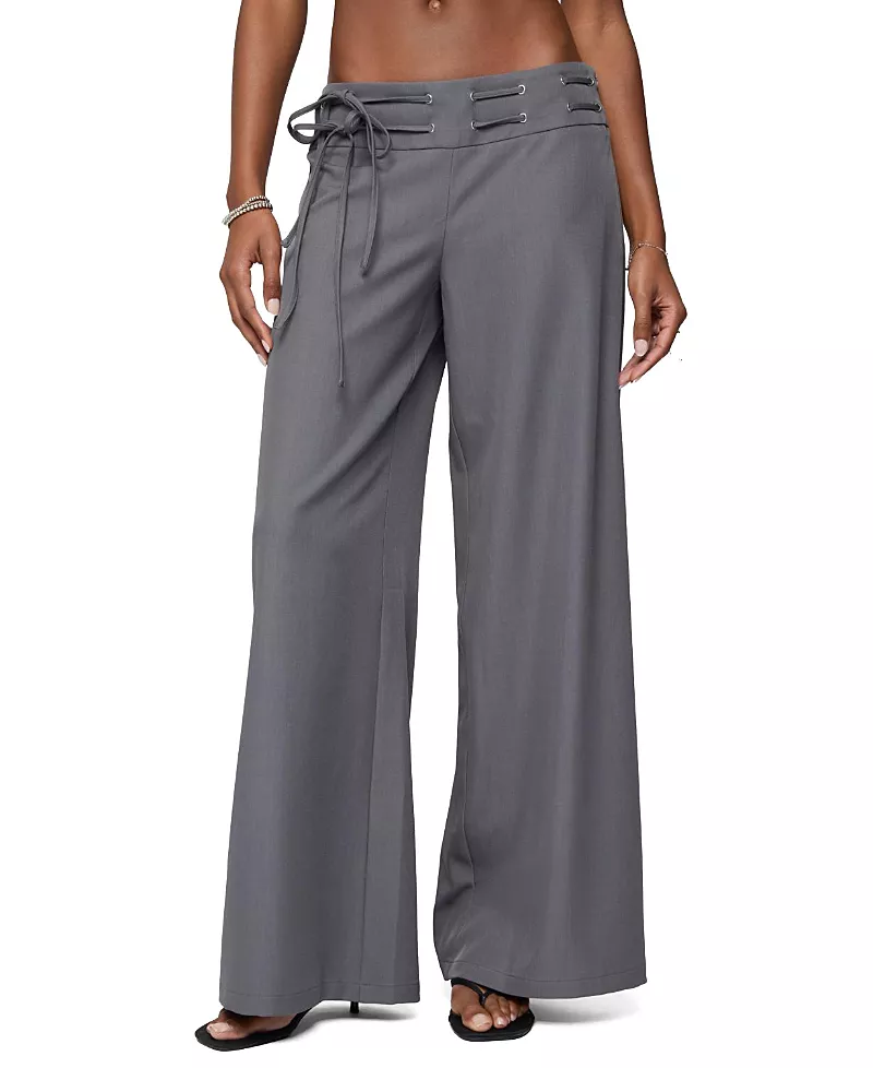 Edikted Willard Baggy Lace Up Belt Pants