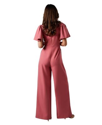 Flutter Sleeve Plunge Jumpsuit