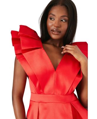 Frill Sleeve V-Neck Midi Dress