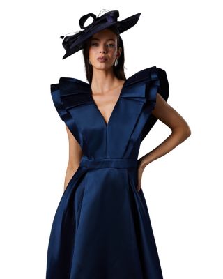 Frill Sleeve V-Neck Midi Dress