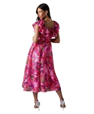 Frill Sleeve Midi Dress