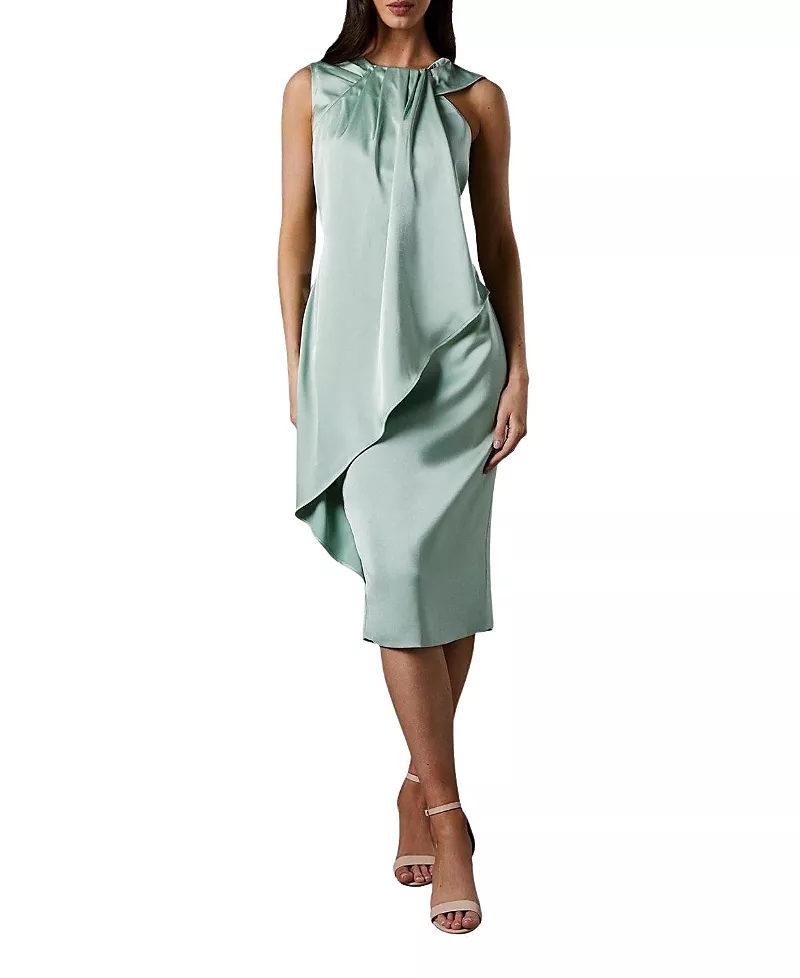Coast Sleeveless Satin Frill Midi Dress