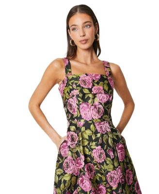 Wide Strap Jacquard Midi Dress