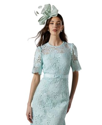  Lace Bow Belt Midi Dress