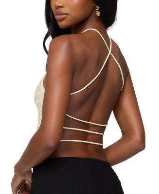 Kalana Crisscross Backless Fringed Top