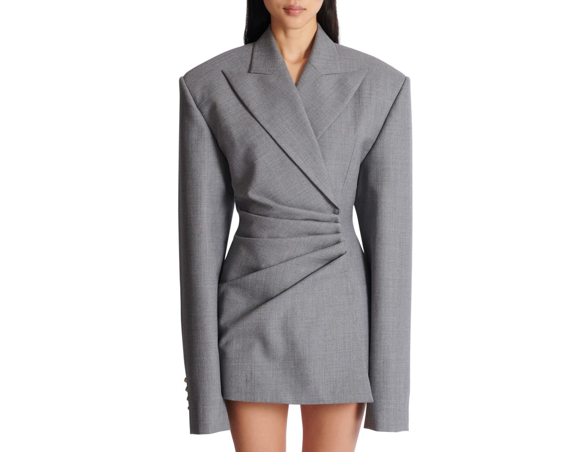Short Jacket Dress in Draped Wool — Image 4