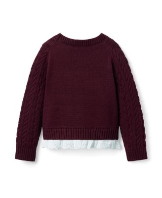 Girls' Cable Knit Eyelet Hem Sweater - Baby, Little Kid, Big Kid