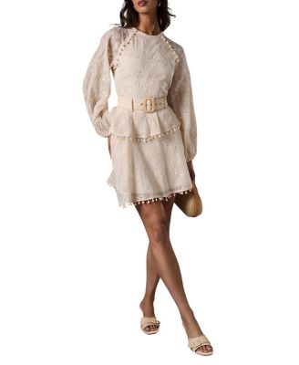 Long Sleeve Tiered Skirt Belted Dress