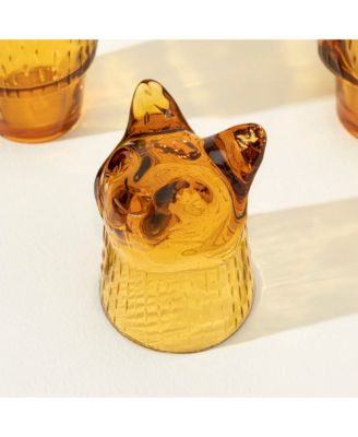  Amber Cat Stacking Glass Set, Set of 4