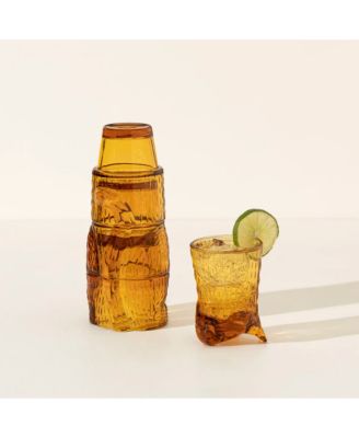  Amber Cat Stacking Glass Set, Set of 4