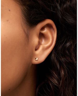 Solid Yellow Gold Pyramid Studs