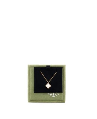 Sweet Alhambra Pendant Necklace 18K Gold and Mother of Pearl, 14.75 - 15.5"