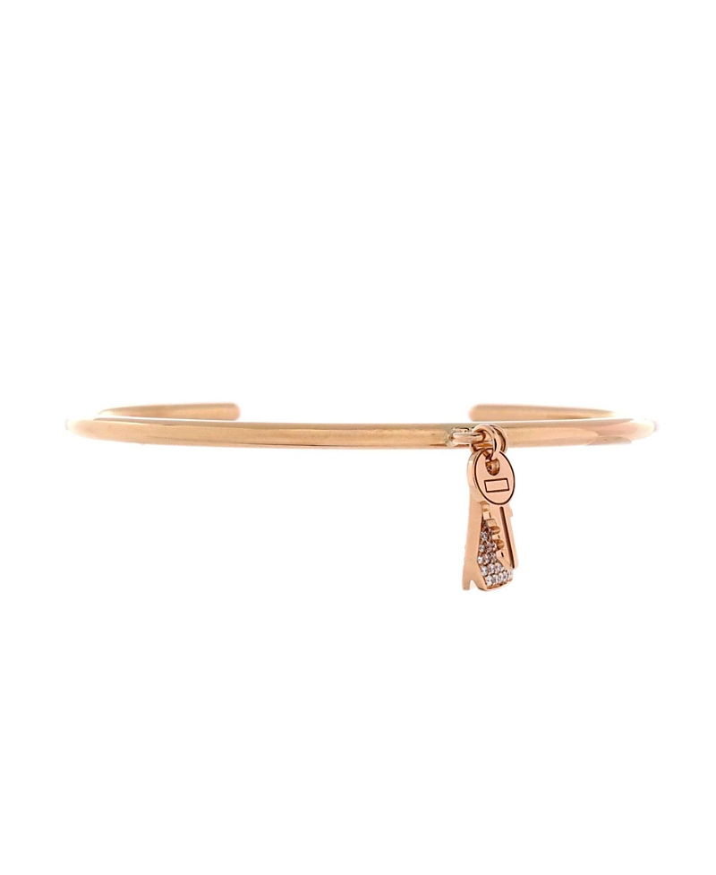 Pre-Owned HERMES Small Kelly Clochette Cuff Bracelet 18K Rose Gold with Diamonds
