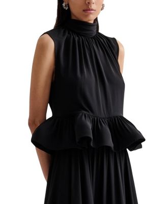 Lune Halterneck Frilled Hem Blouse Top