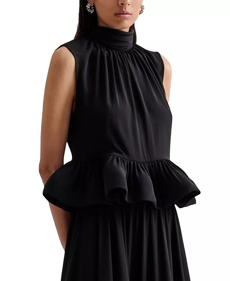 Malina Lune Halterneck Frilled Hem Blouse Top