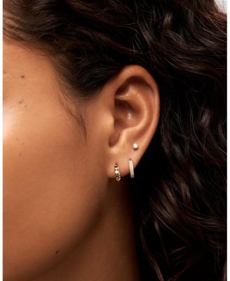 Solid Yellow Gold Pyramid Huggie Hoops Earrings