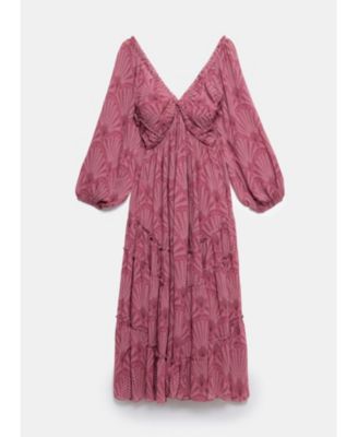  Women's Floral Design Midi Dress