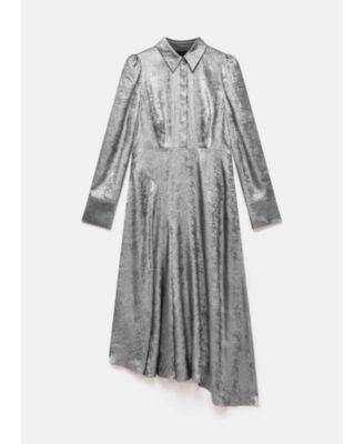 Women's Metallic Midi Shirt Dress