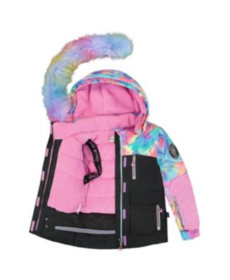  Girls' Two-Piece Play Heart and Colorblocked Snowsuit - Big Kid