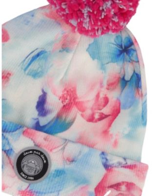 Girls' Lined Knit Flower Pompom Hat - Little Kid, Big Kid