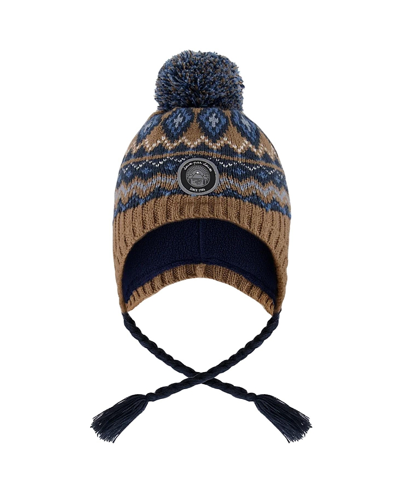 Deux par Boys' Lined Peruvian Knit Fluffy Pompom Hat - Baby