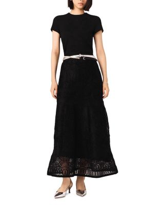 Embroidered Basket Weave Knit Skirt