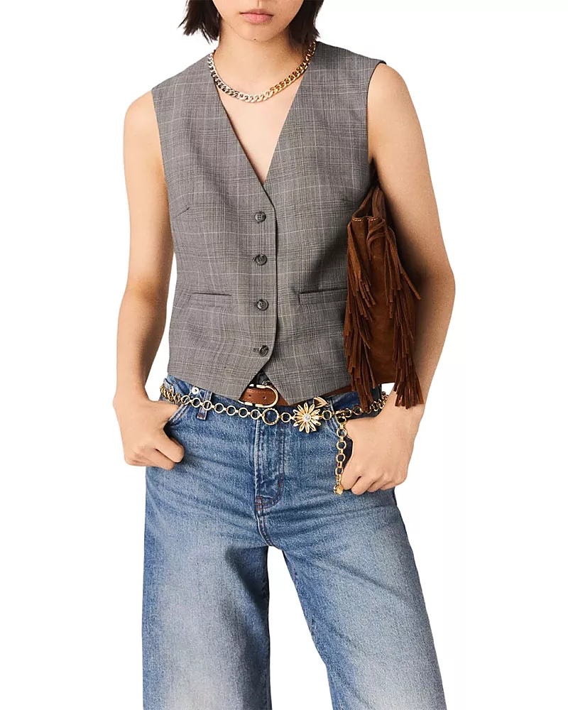Maje Deep V Tailored Waistcoat