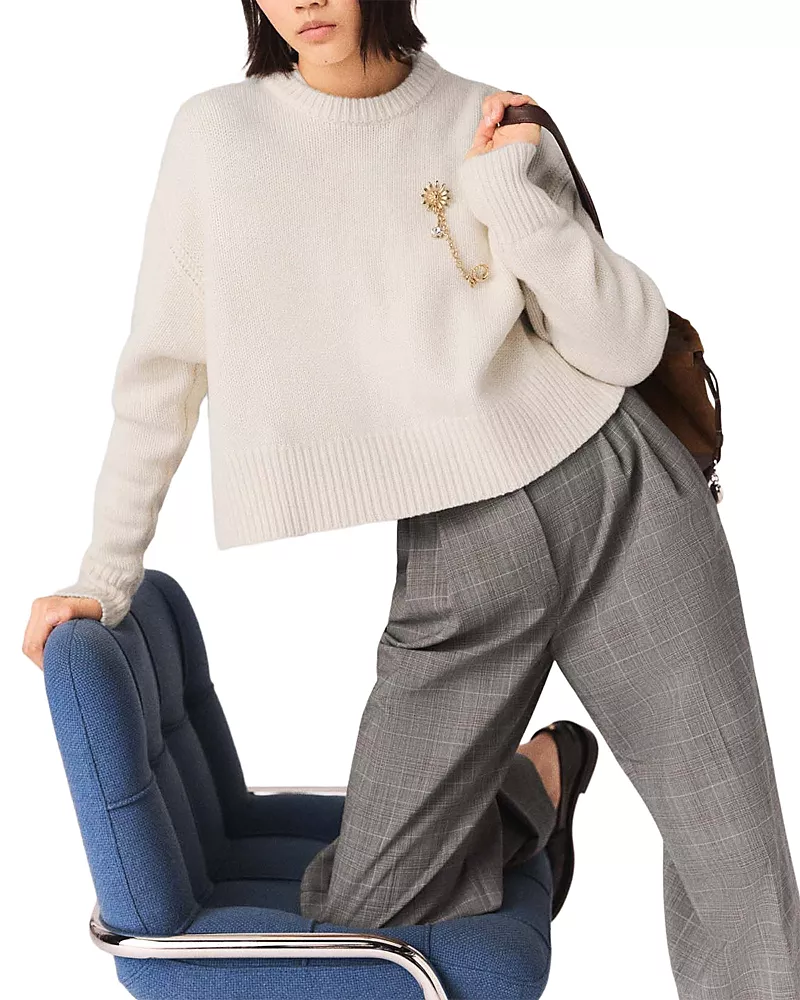Maje Prince of Wales Check Palazzo Pants