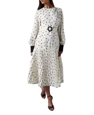 Long Sleeve Pleated Midi Dress