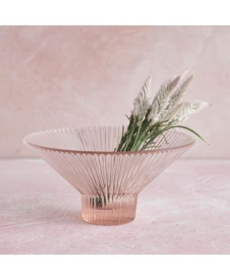  Pressed Pink Glass Low Bowl