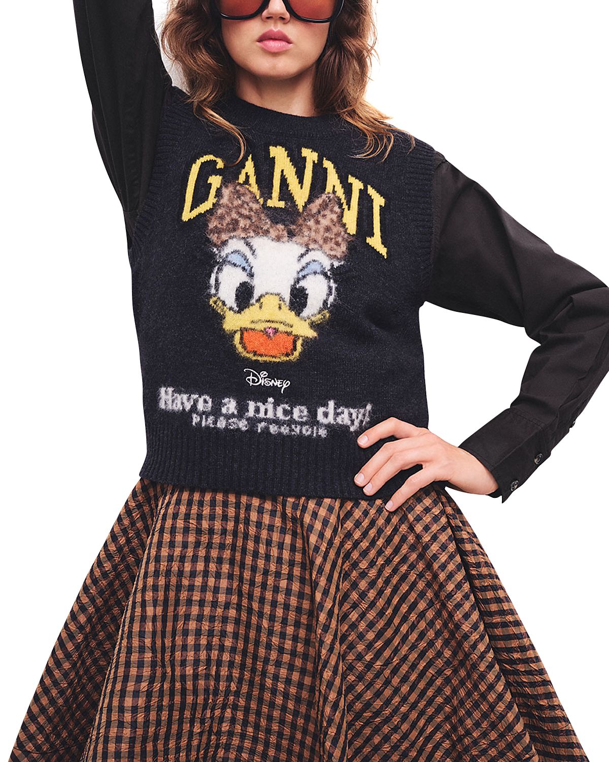 Ganni Daisy Duck Crewneck Sweater Vest