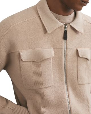 Calder Long Sleeve Zip Through Twin Pocket Merino Jumper Jacket