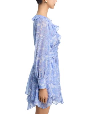 Paisley Long Sleeve Gathered Mini Dress - Exclusive