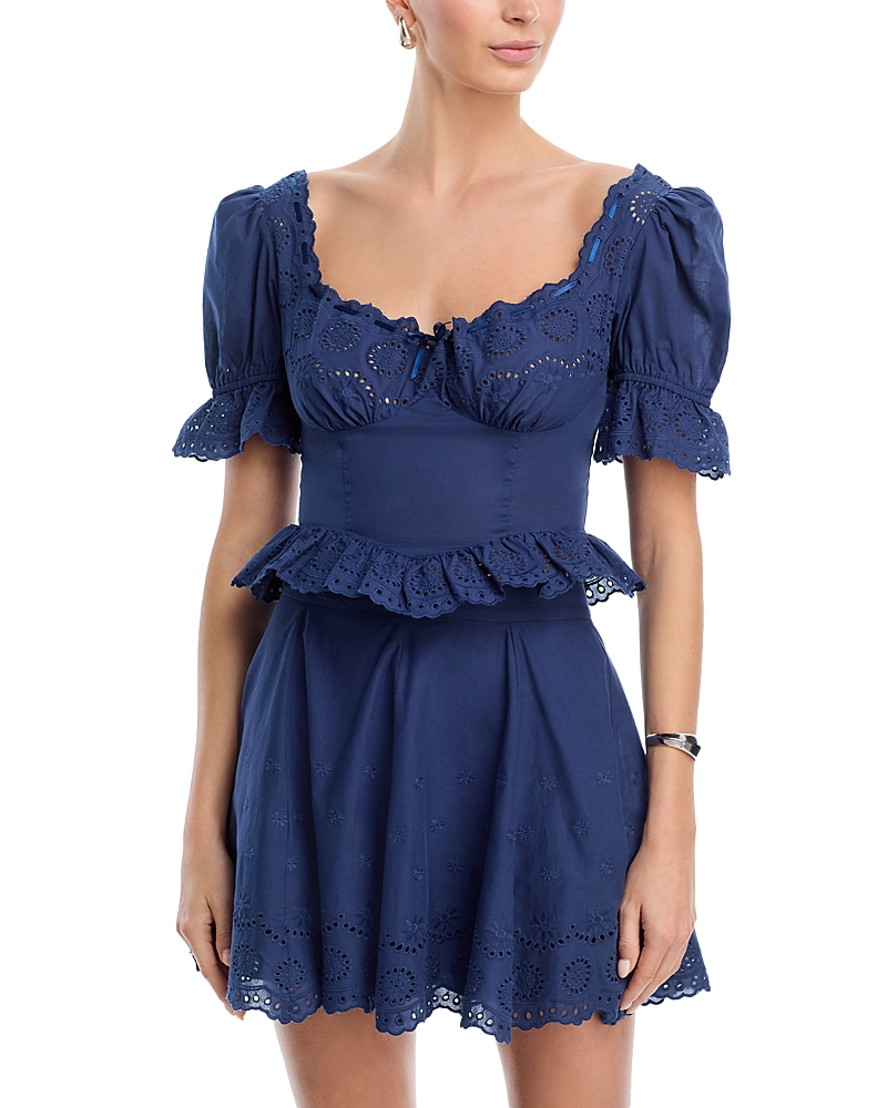 Aqua x Wuthering Heights Peplum Waist Cropped Top - Exclusive