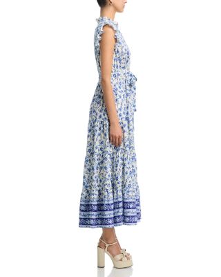 Short Sleeve Floral Border Button Down Maxi Dress - Exclusive