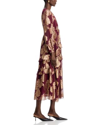 V Neck Ruffled Dress