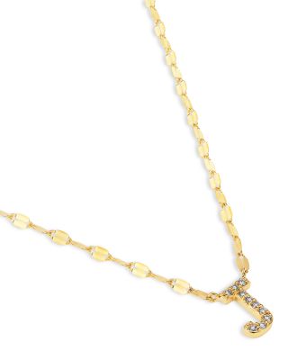 14K Yellow Gold Diamond Initial J Pendant Necklace, 18"