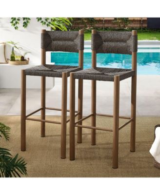 Parkland Outdoor Patio Rattan and Aluminum Bar Stools, Set of 2