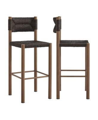 Parkland Outdoor Patio Rattan and Aluminum Bar Stools, Set of 2