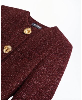 Gold Button Boucle Mini Dress