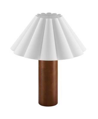  Flora Wood Table Lamp With Pleated Petal Shade