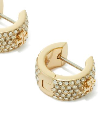 Miller Pav&eacute; Double T Huggie Hoop Earrings 