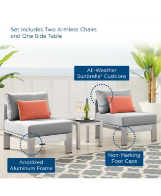 Shore Sunbrella  Fabric Outdoor Patio Aluminum, Set of 3