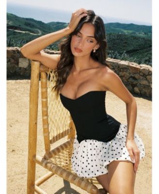 Dahliana Polka Dot Bubble Hem Corset Mini Dress